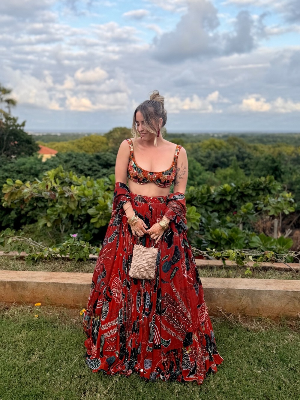 KYNAH Stunning Red Diyara Jvvir Autumn Fern Lehenga Set
